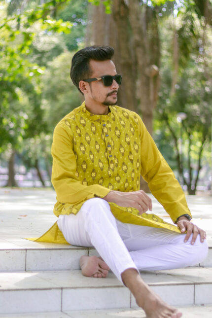Mens 100% Cotton Printed Panjabi