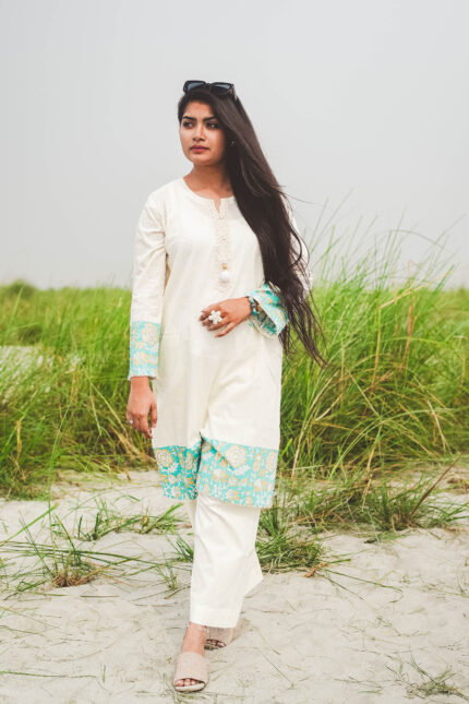 100% Cotton with hand work block 2 pcs Co-ord set